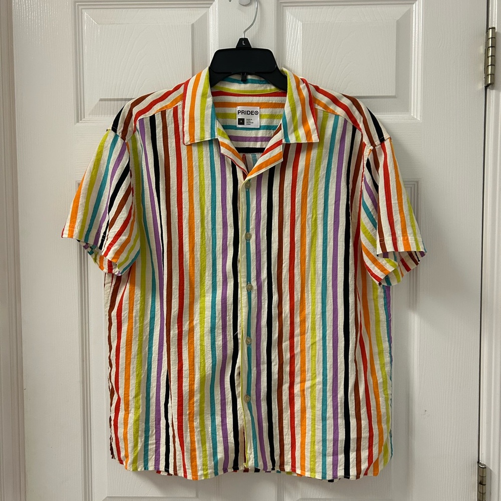 Target Pride Multicolor Striped Men's Casual Shirt SZ Medium